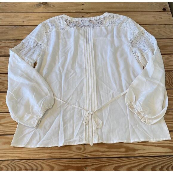 Jacqueline Riu Lace Detail 100% Silk Blouse Size 5 Women’s Ivory - Picture 2 of 8